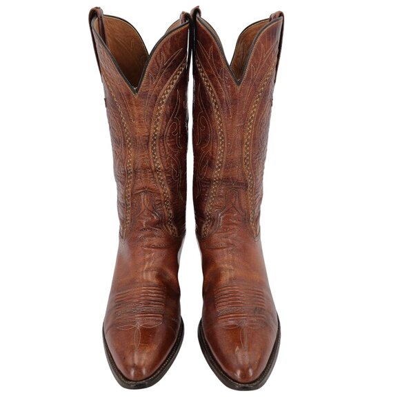 Vintage Lucchese San Antonio Men 8.5D Brown Leather Classic Cowboy Western Boots - Picture 11 of 16